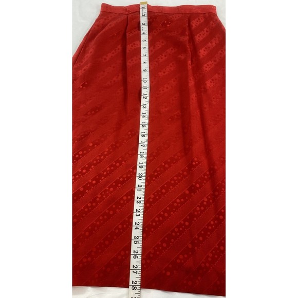 CHR Womens Size 4 Red 100% Silk Skirt Pencil Subtle Stripes Dots Party VTG - Picture 6 of 7